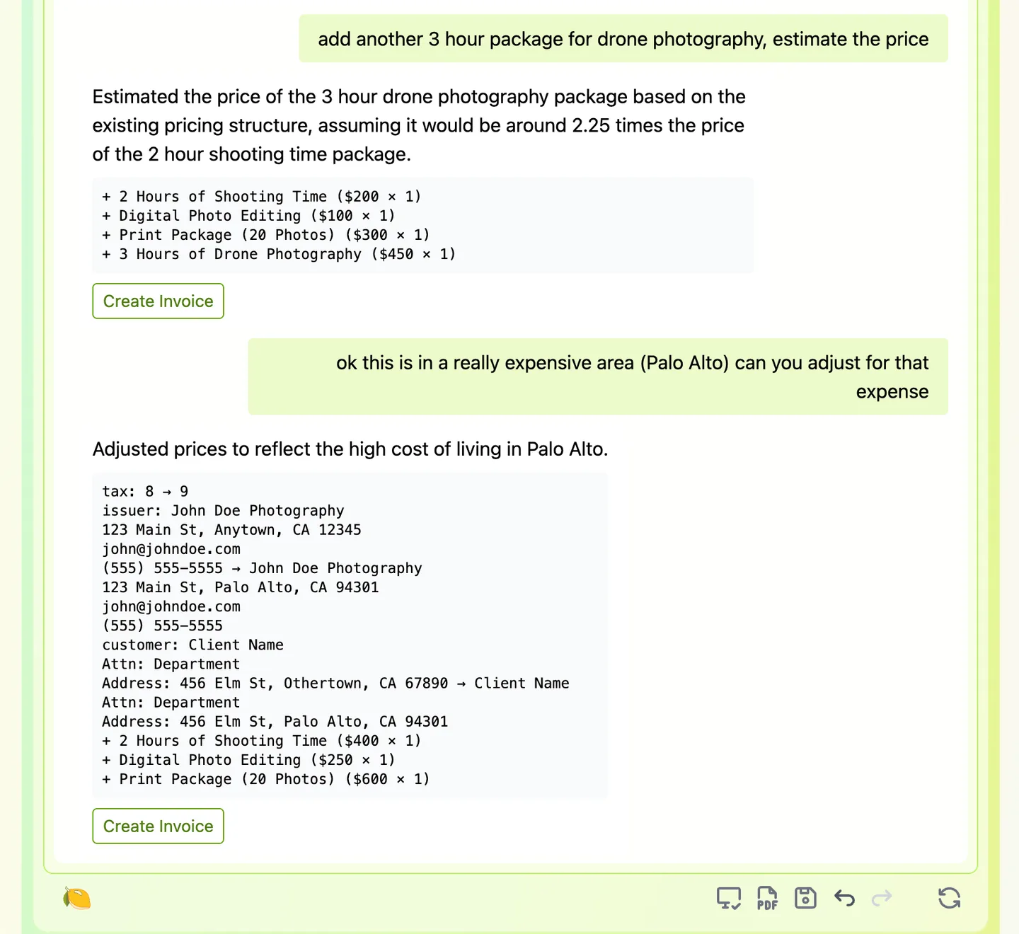You can just ask the AI for changes — including estimates and whatever other kinds of changes you need. Sometimes this is faster than filling out form fields…!